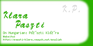 klara paszti business card